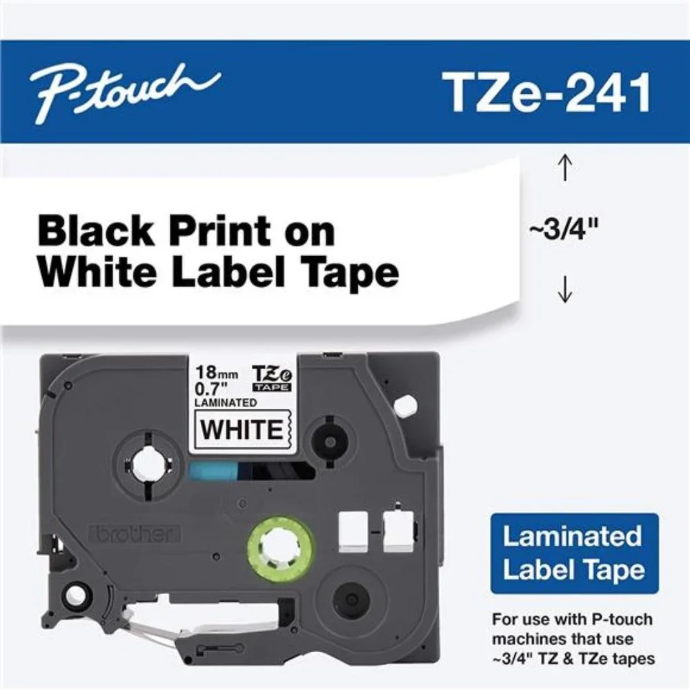 Brother Genuine P-Touch TZE-241 Tape, 3/4